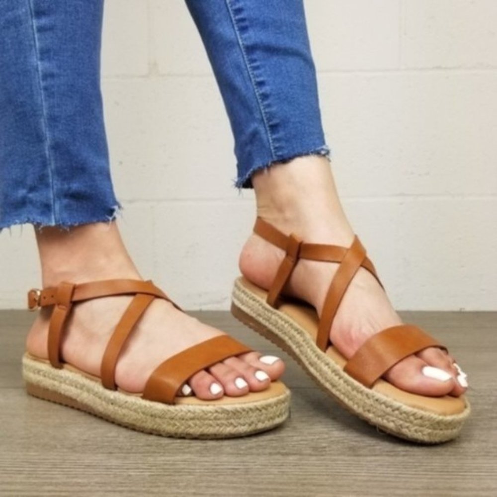 Open Toe Espadrille Comfort Platform Sandal